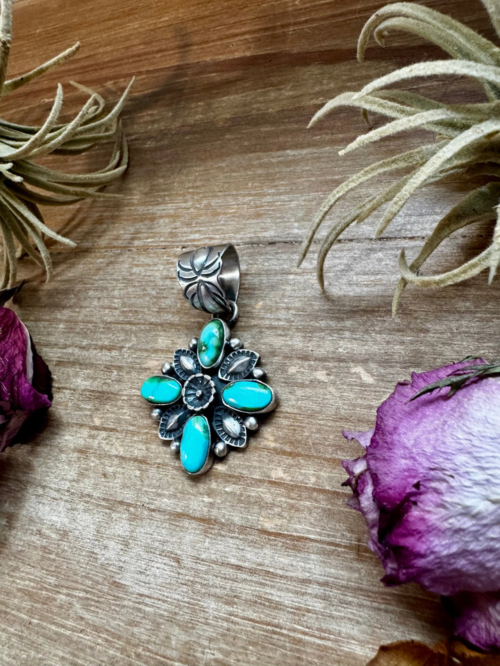 Flower Pendant with Sunderland Gold – Sterling Silver – Native Made by Charles Johnson Pendant Shopify Collective The Bijoux FAB Jewelry The Bijoux FAB Jewelry