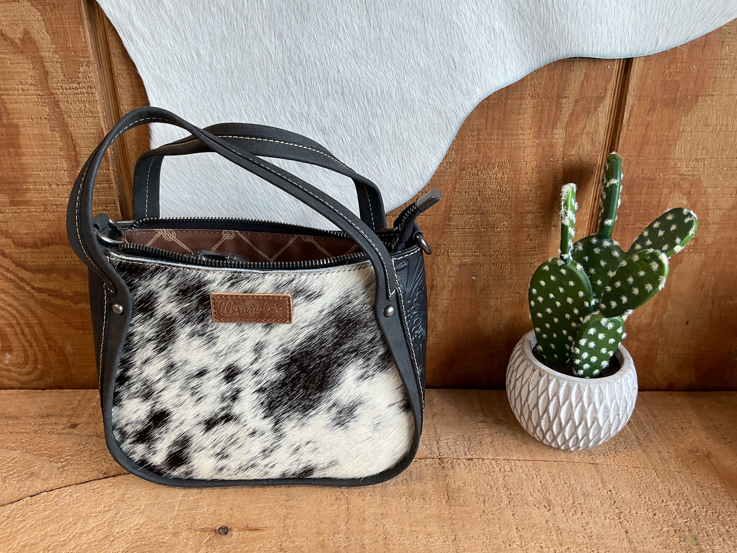 Wrangler Genuine Hair-On Cowhide Tote/Crossbody WG169-2022CF/ WG169-2022BK Purse Women's Wrangler