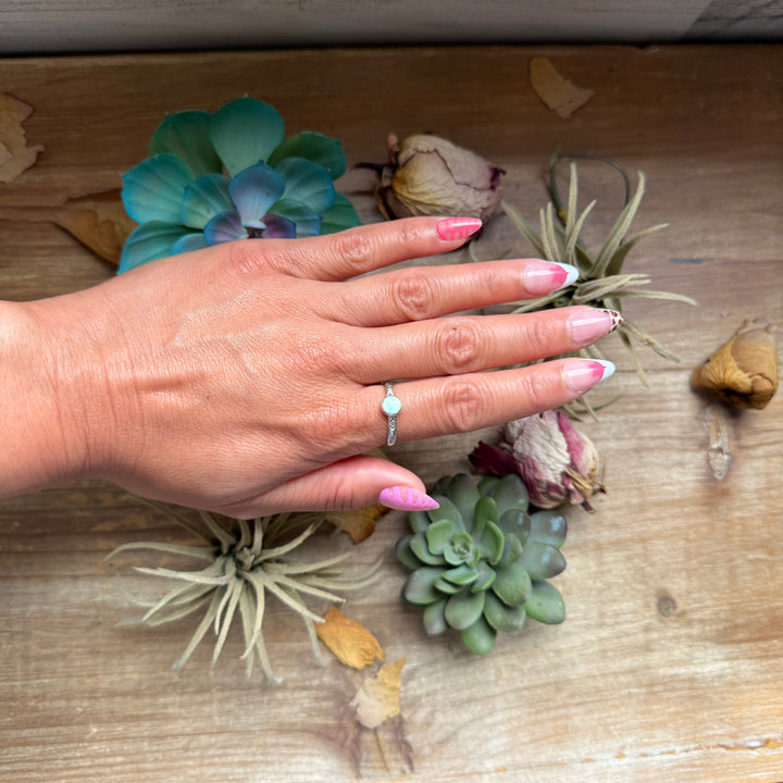 130 - Sterling Silver Paloma Variscite Medicine Man Eye Stamped Stacking Ring by Jason Ogg Ring Shopify Collective The Bijoux FAB Jewelry The Bijoux FAB Jewelry