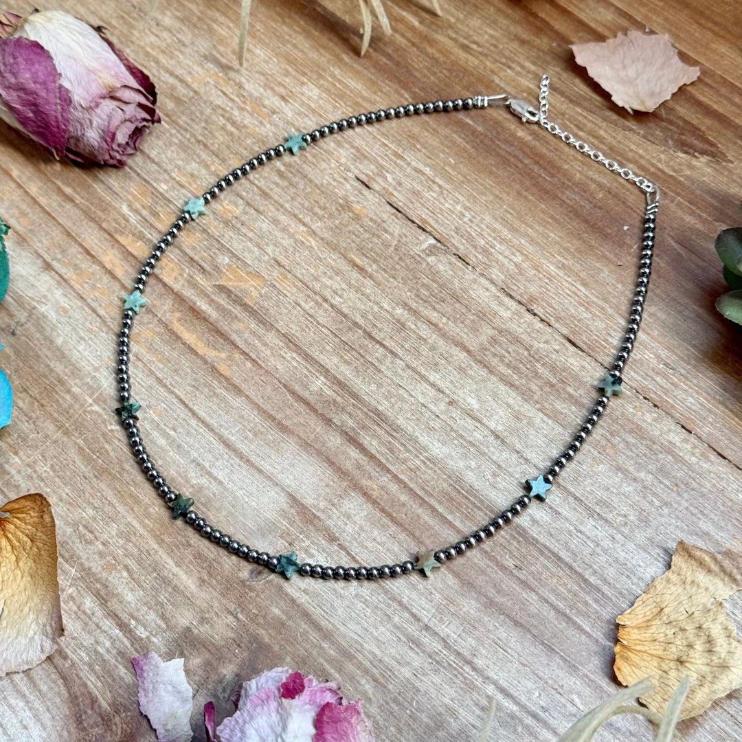 15” African Turquoise Star Necklace – Sterling Silver Pearls Necklaces Shopify Collective The Bijoux FAB Jewelry The Bijoux FAB Jewelry
