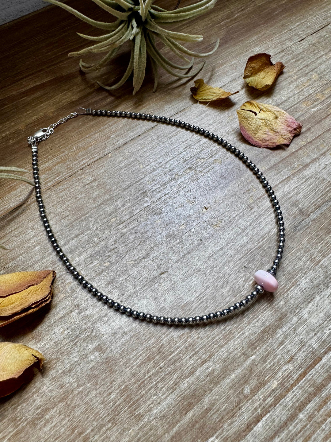 Sterling Silver Pearl Choker – Pink Conch Saucer Center – 14.5" + Extender Necklaces Shopify Collective The Bijoux FAB Jewelry The Bijoux FAB Jewelry