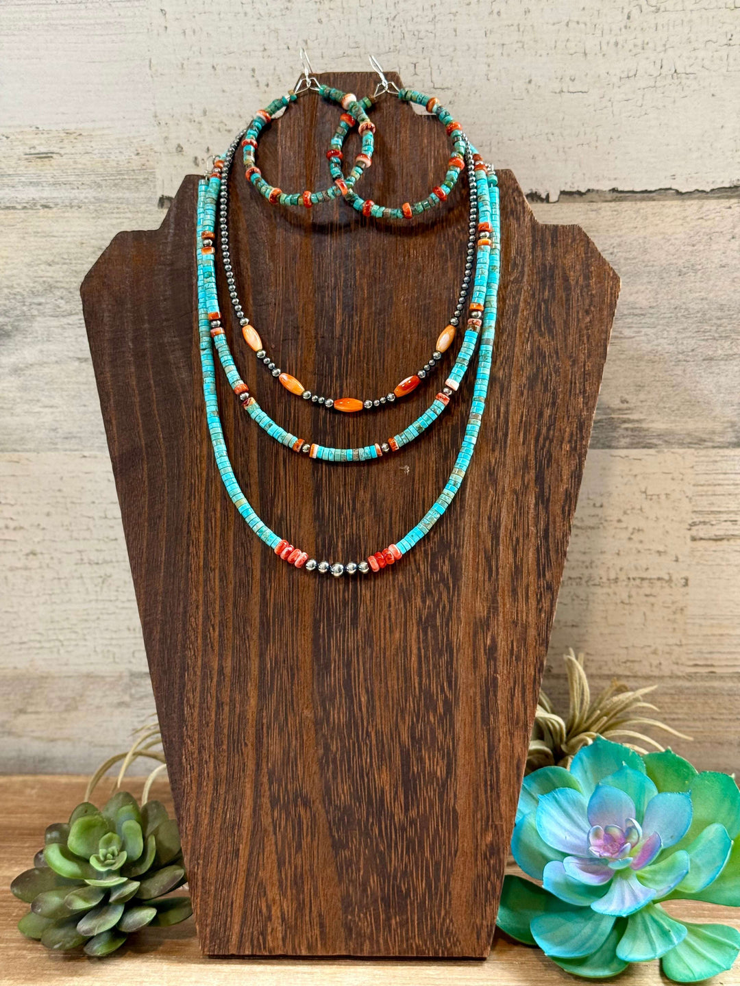 Turquoise & Spiny Oyster Stack – 4 Piece Layered Set set Shopify Collective The Bijoux FAB Jewelry The Bijoux FAB Jewelry