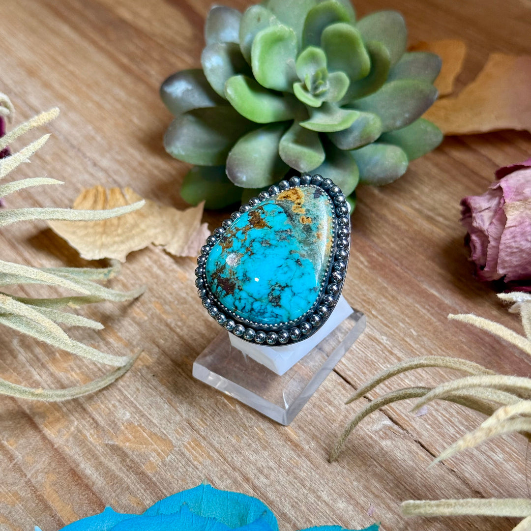 MJ Turquoise Ring – Sterling Silver Adjustable Band Ring Shopify Collective The Bijoux FAB Jewelry The Bijoux FAB Jewelry