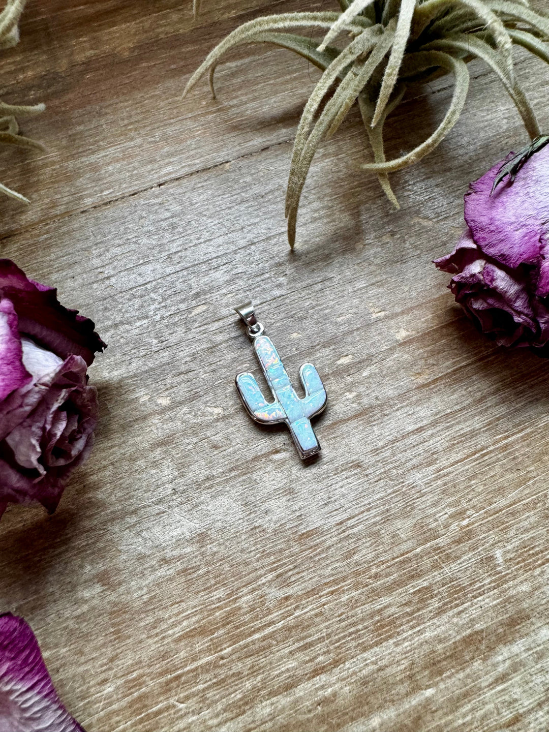 Cactus Pendant with White Opal – Sterling Silver – Fits 4mm Pearls Pendant Shopify Collective The Bijoux FAB Jewelry The Bijoux FAB Jewelry