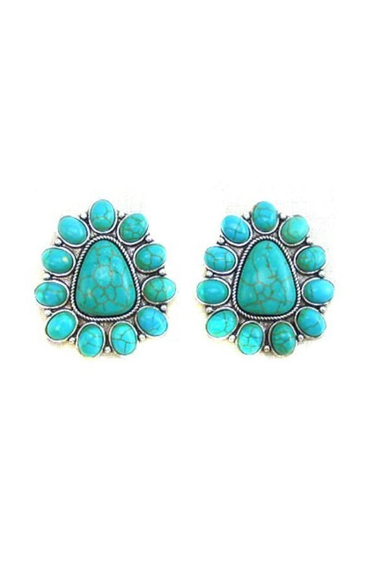 Western Concho Design Post Earrings SE-0960SBTQ Earrings Snowing West