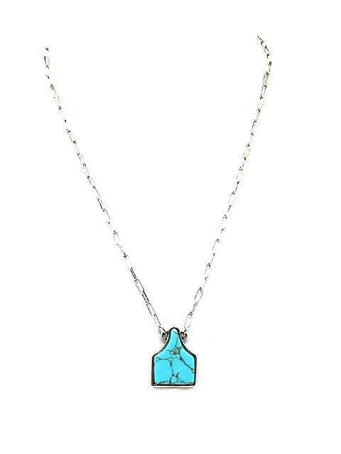 Western Turquoise Cattle Tag Necklace necklace Snowing West
