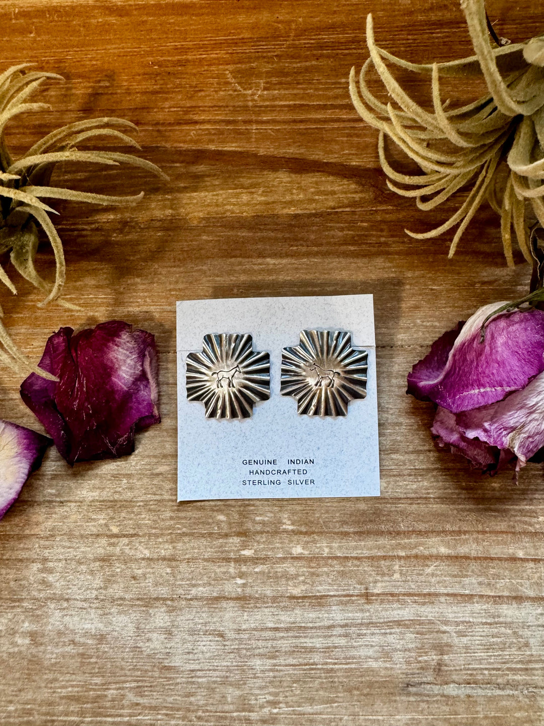 Square Cross Stud Earrings with Horse Stamp – Sterling Silver Earrings Shopify Collective The Bijoux FAB Jewelry The Bijoux FAB Jewelry