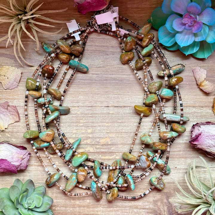 22” Dark Shell & Turquoise Nugget Necklace Necklaces Shopify Collective The Bijoux FAB Jewelry The Bijoux FAB Jewelry