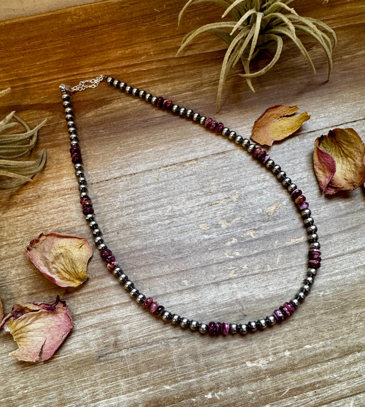 18-Inch Sterling Silver Pearl Necklace with Deep Purple Spiny Oyster – (5mm) Necklaces Shopify Collective The Bijoux FAB Jewelry The Bijoux FAB Jewelry