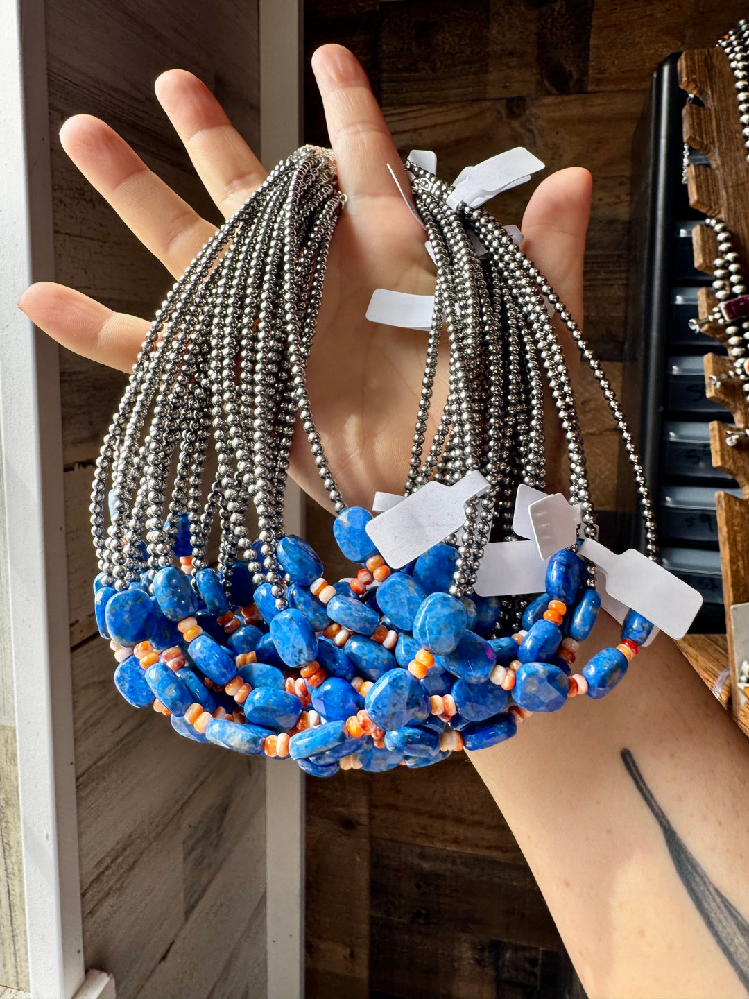 Sterling Silver & Spiny Oyster Choker with Lapis – Summer Necklace Choker Shopify Collective The Bijoux FAB Jewelry The Bijoux FAB Jewelry