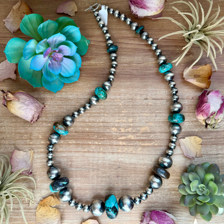 29” Massive Turquoise Rondelle Necklace – Sterling Silver Pearls Necklaces Shopify Collective The Bijoux FAB Jewelry The Bijoux FAB Jewelry