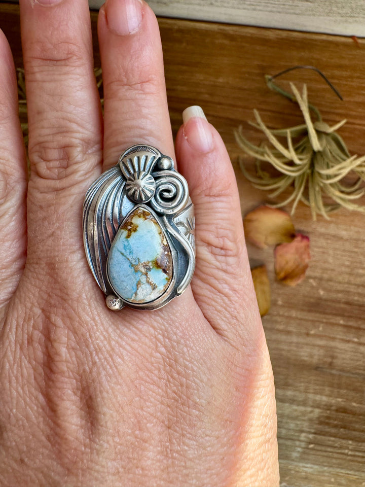 Golden Hill Turquoise Sterling Silver Ring – Size 9.5, One of a Kind ring Shopify Collective The Bijoux FAB Jewelry The Bijoux FAB Jewelry