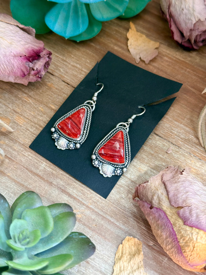 62 - Sterling Silver Red Spiny Oyster Dangle Earrings by Shay Pfeiffer Earrings Shopify Collective The Bijoux FAB Jewelry The Bijoux FAB Jewelry