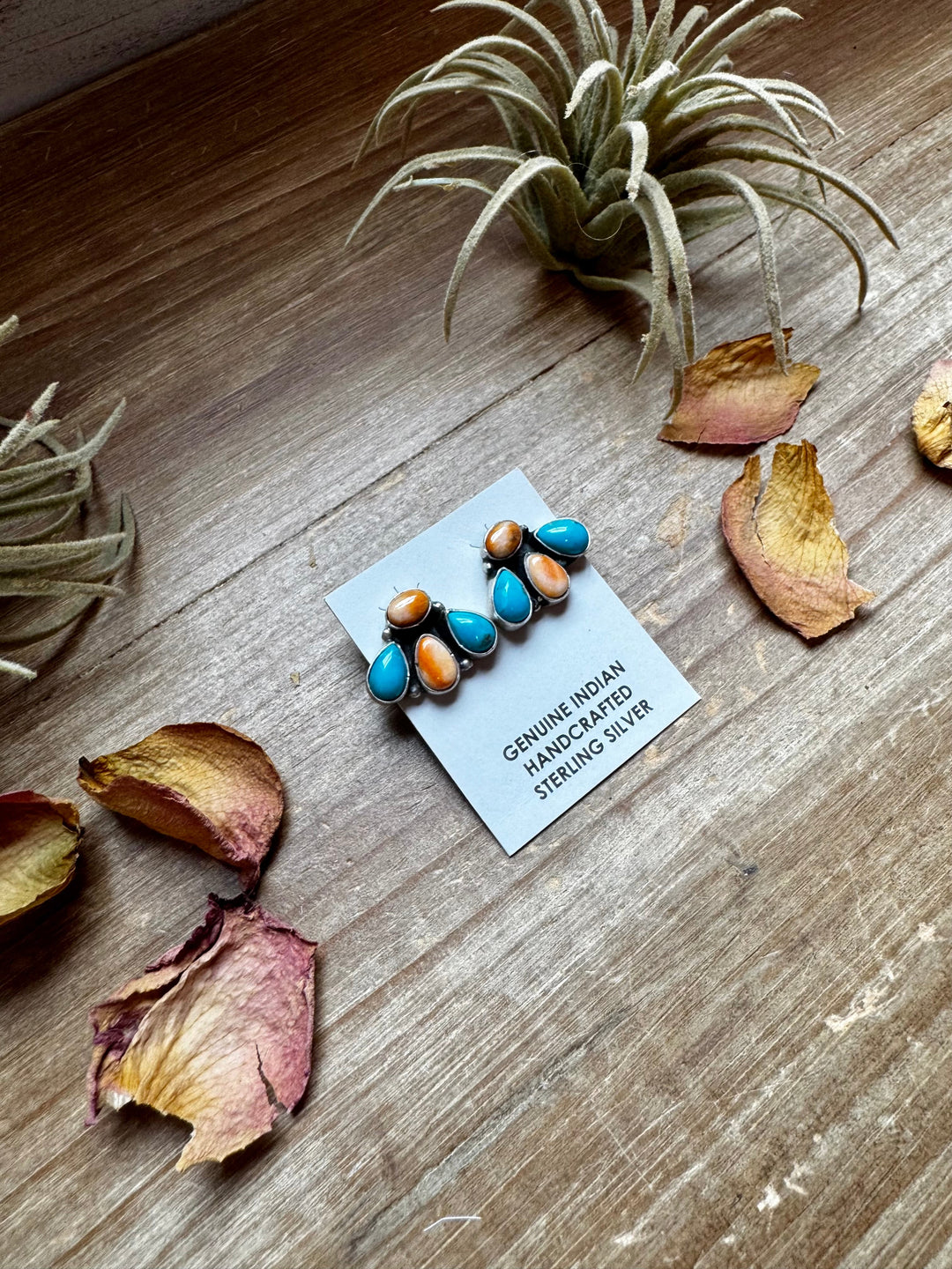 Stud Earrings – Orange Spiny & Turquoise (Stamped Marcella James) Earrings Shopify Collective The Bijoux FAB Jewelry The Bijoux FAB Jewelry