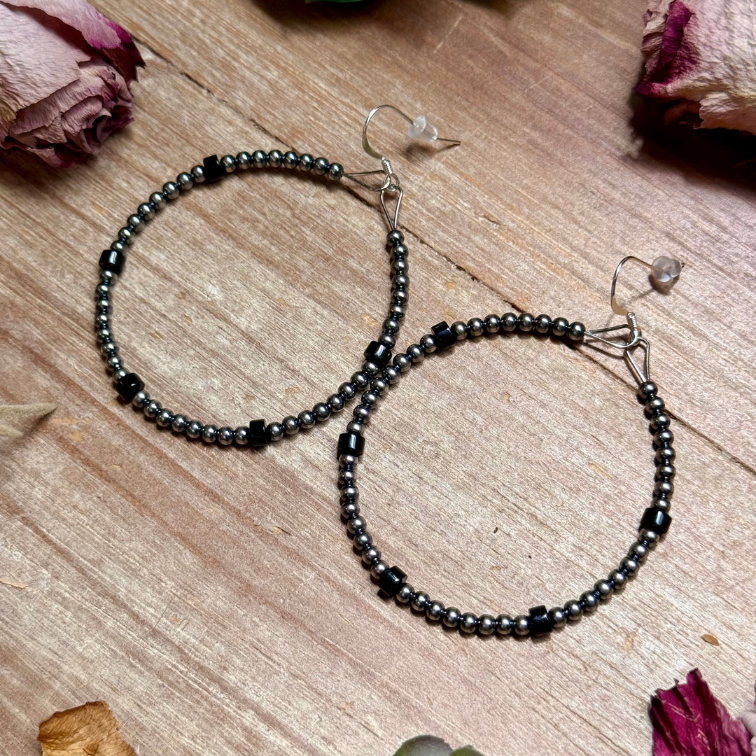 Black Onyx Hoop Earrings – Sterling Silver Earrings Shopify Collective The Bijoux FAB Jewelry The Bijoux FAB Jewelry