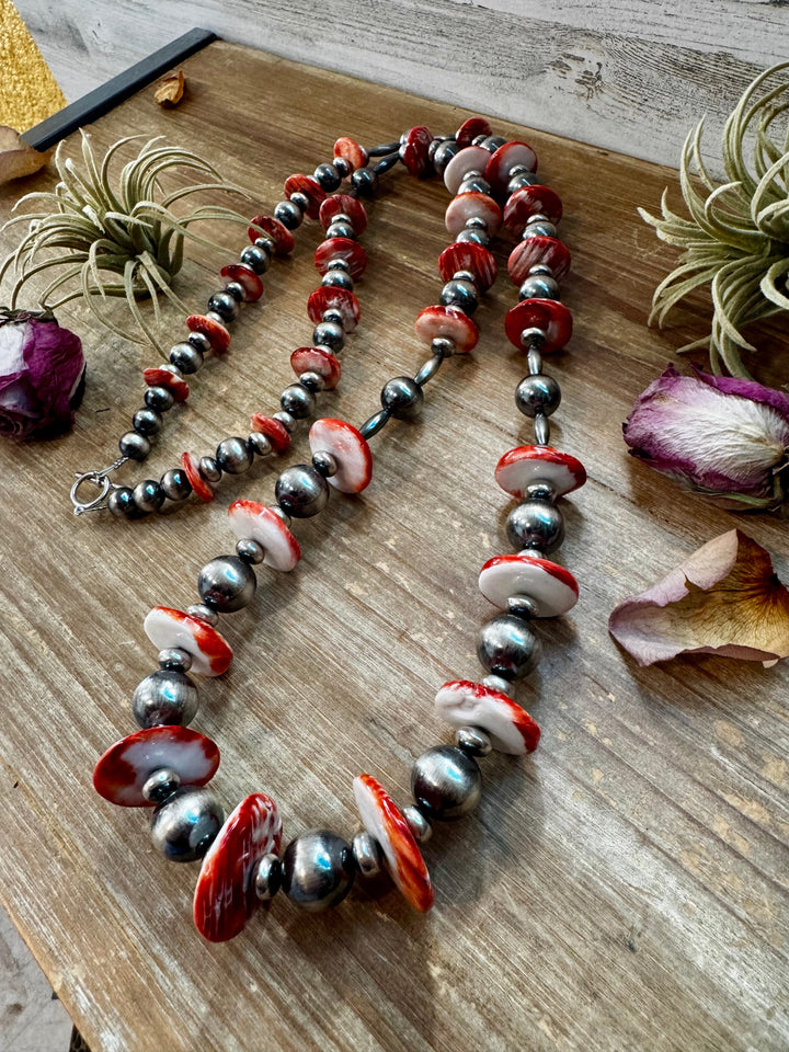 NFR Collection Necklace – Graduated Spiny Oyster & Sterling Silver Pearls 45" Necklaces Shopify Collective The Bijoux FAB Jewelry The Bijoux FAB Jewelry