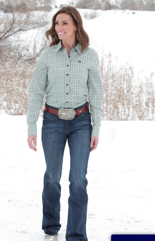 CINCH WOMEN'S GRAYED JADE LONG SLEEVE WESTERN SHIRT Cinch