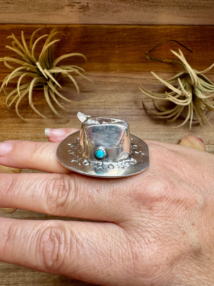 Adjustable Cowboy Hat Ring – Kingman Turquoise, Navajo Handmade by Robby Manuelito ring Shopify Collective The Bijoux FAB Jewelry The Bijoux FAB Jewelry