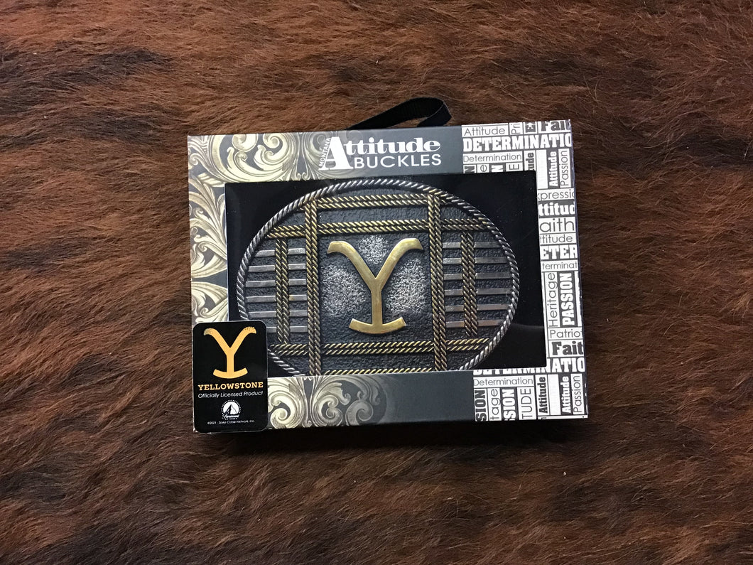 The Yellowstone Y Squared Up Oval Belt Buckle