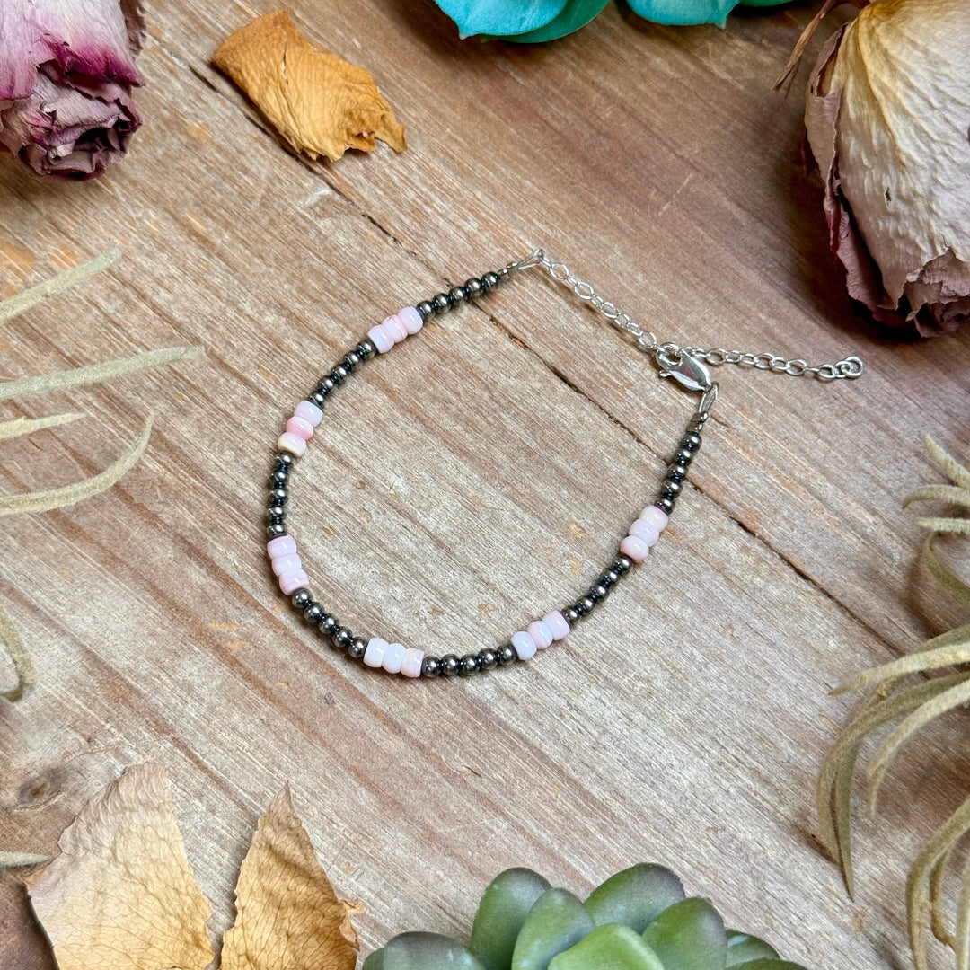 Pink Conch & Sterling Silver Bracelet – 6 1/4" – 3mm Bracelets Shopify Collective The Bijoux FAB Jewelry The Bijoux FAB Jewelry
