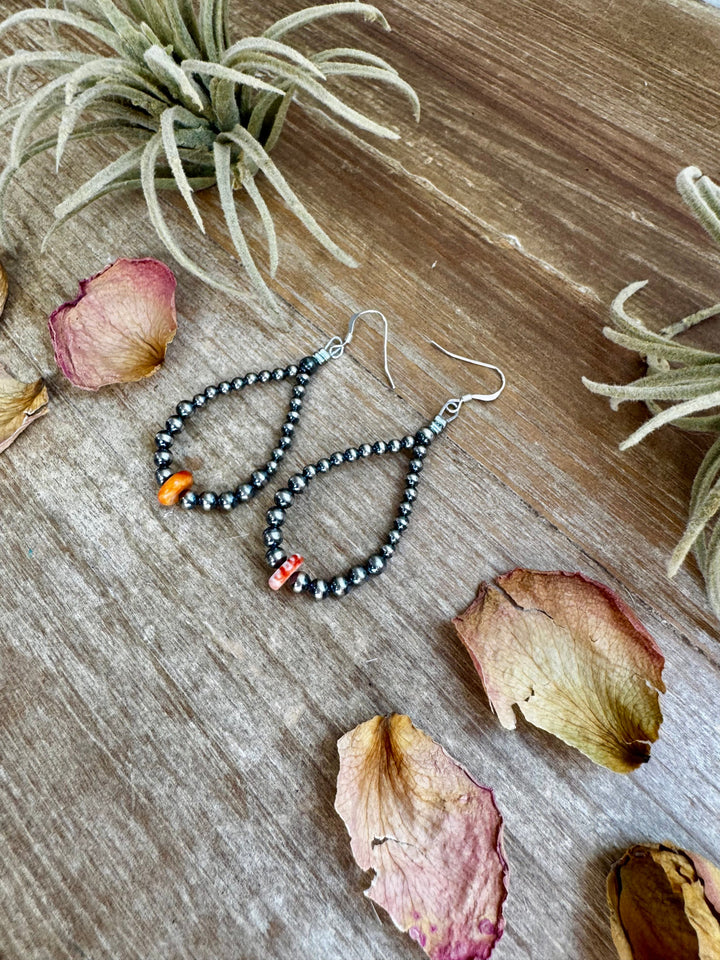 Teardrop Earrings – Sterling Silver with Spiny Oyster Center Earrings Shopify Collective The Bijoux FAB Jewelry The Bijoux FAB Jewelry