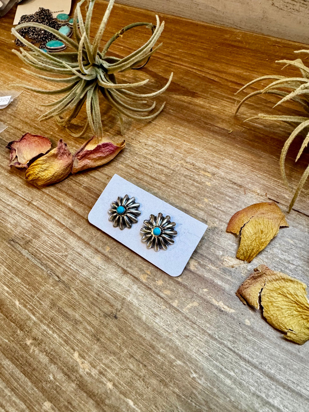 Small Sterling Silver Concho Earrings with Kingman Turquoise – Made in the USA Earrings Shopify Collective The Bijoux FAB Jewelry The Bijoux FAB Jewelry