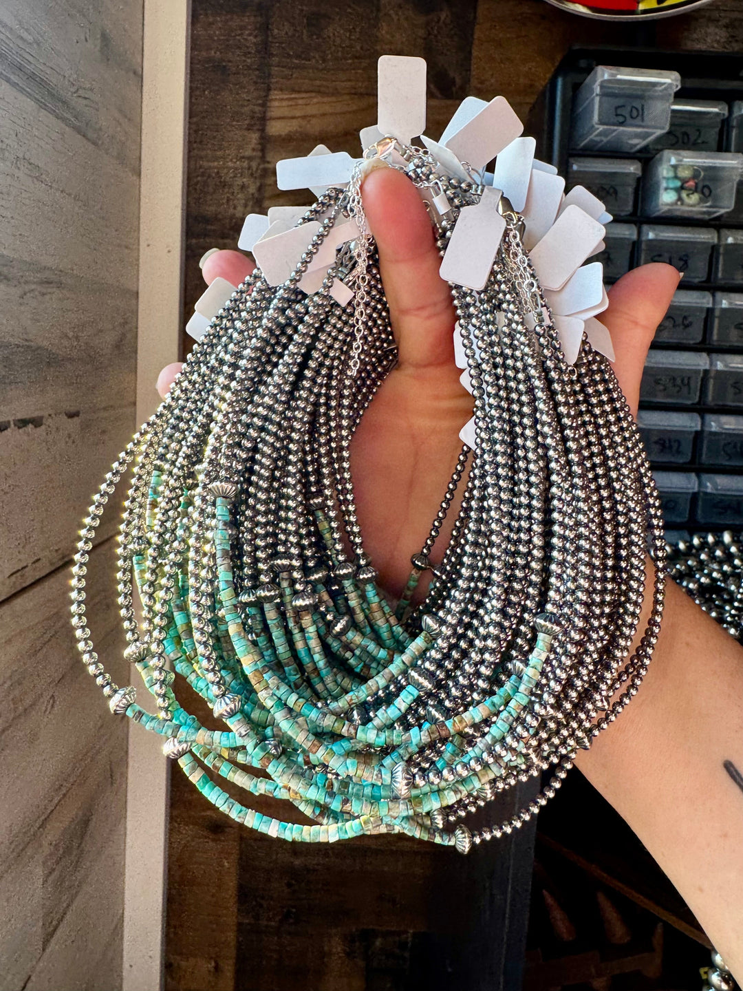 Blue-Green Turquoise Heishi Choker – 14" Choker Shopify Collective The Bijoux FAB Jewelry The Bijoux FAB Jewelry