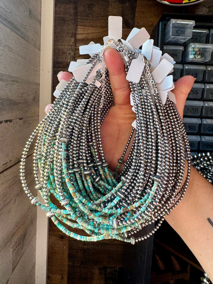 Blue-Green Turquoise Heishi Choker – 14" Choker Shopify Collective The Bijoux FAB Jewelry The Bijoux FAB Jewelry