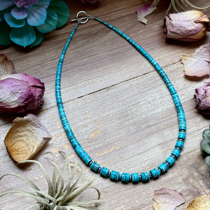 19” Graduated Turquoise Heishi Necklace – 5mm Saucers Necklaces Shopify Collective The Bijoux FAB Jewelry The Bijoux FAB Jewelry