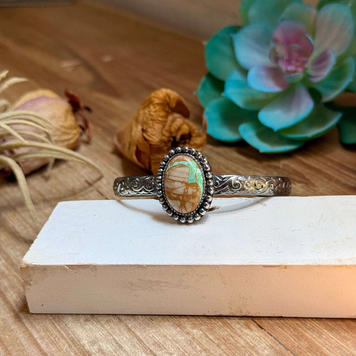 MJ Royston Turquoise Sterling Silver Cuff – Medium Stone cuff Shopify Collective The Bijoux FAB Jewelry The Bijoux FAB Jewelry