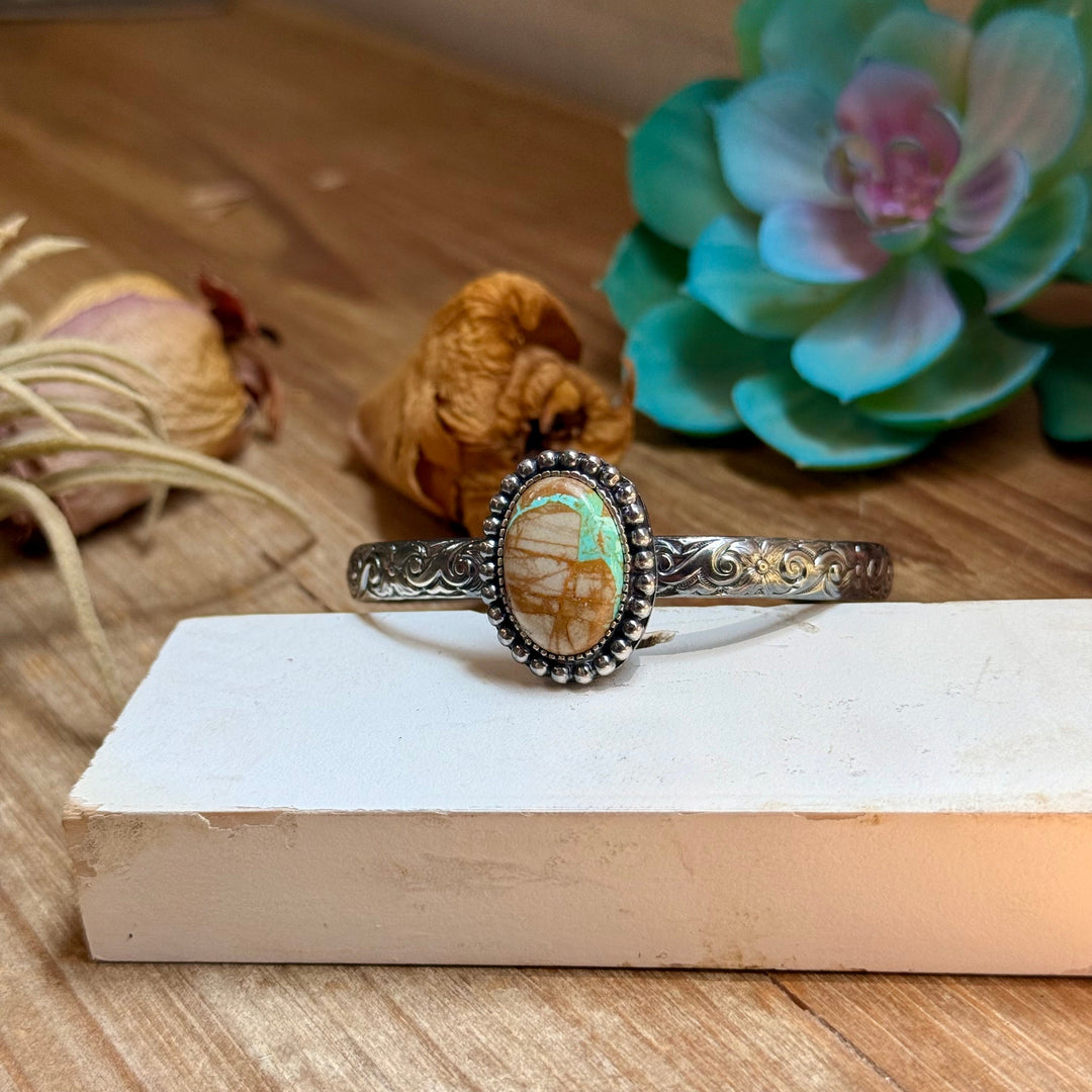 MJ Royston Turquoise Sterling Silver Cuff – Medium Stone cuff Shopify Collective The Bijoux FAB Jewelry The Bijoux FAB Jewelry
