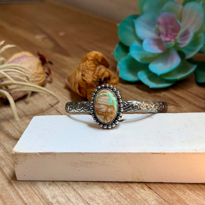 MJ Royston Turquoise Sterling Silver Cuff – Medium Stone cuff Shopify Collective The Bijoux FAB Jewelry The Bijoux FAB Jewelry