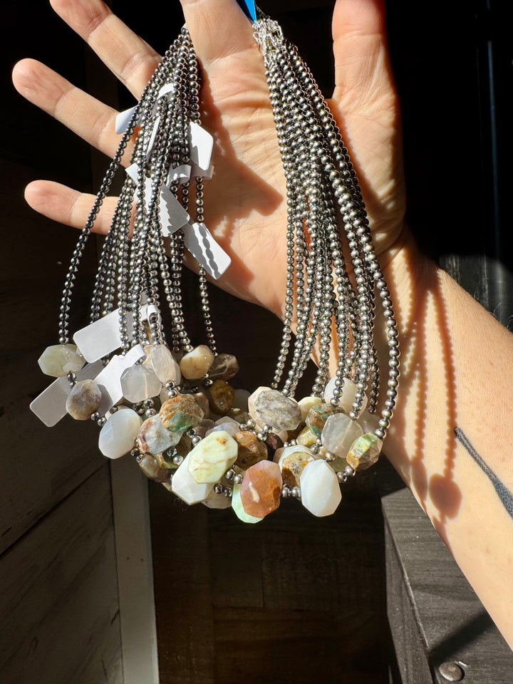 Peruvian Opal choker and Sterling Silver Pearls Necklaces Shopify Collective The Bijoux FAB Jewelry The Bijoux FAB Jewelry