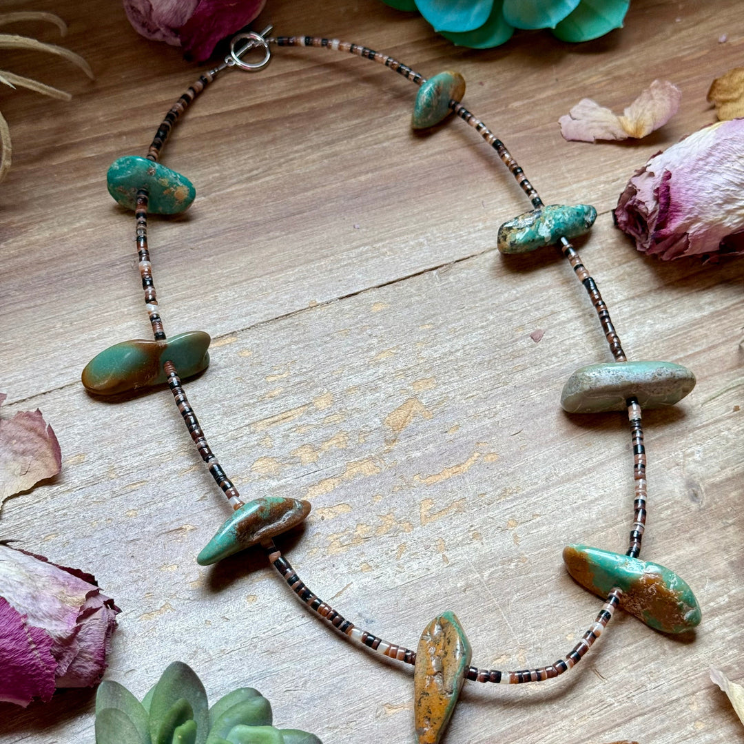 22” Dark Shell & Turquoise Nugget Necklace Necklaces Shopify Collective The Bijoux FAB Jewelry The Bijoux FAB Jewelry