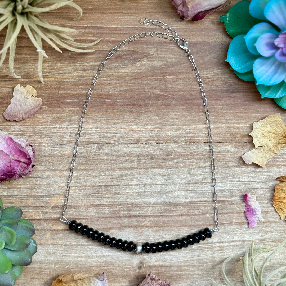 16” Black Onyx Paperclip Necklace – Sterling Silver Accent Necklaces Shopify Collective The Bijoux FAB Jewelry The Bijoux FAB Jewelry