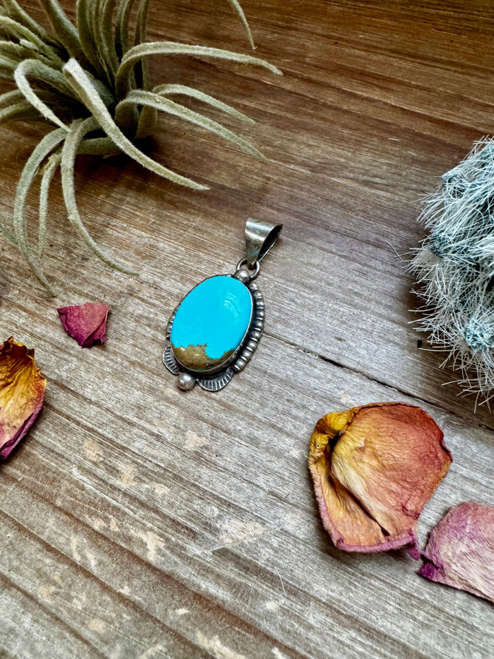 Oval Pendant - Kingman Turquoise & Sterling Silver Pendant Shopify Collective The Bijoux FAB Jewelry The Bijoux FAB Jewelry