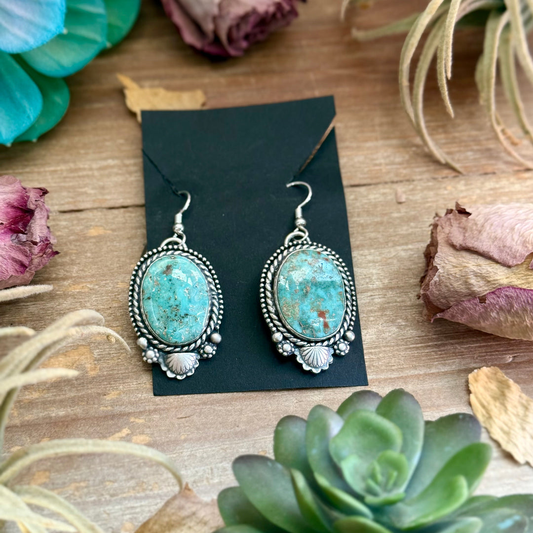 26 - Sterling Silver Cripple Creek Turquoise Dangle Earrings by Shay Pfeiffer Earrings Shopify Collective The Bijoux FAB Jewelry The Bijoux FAB Jewelry