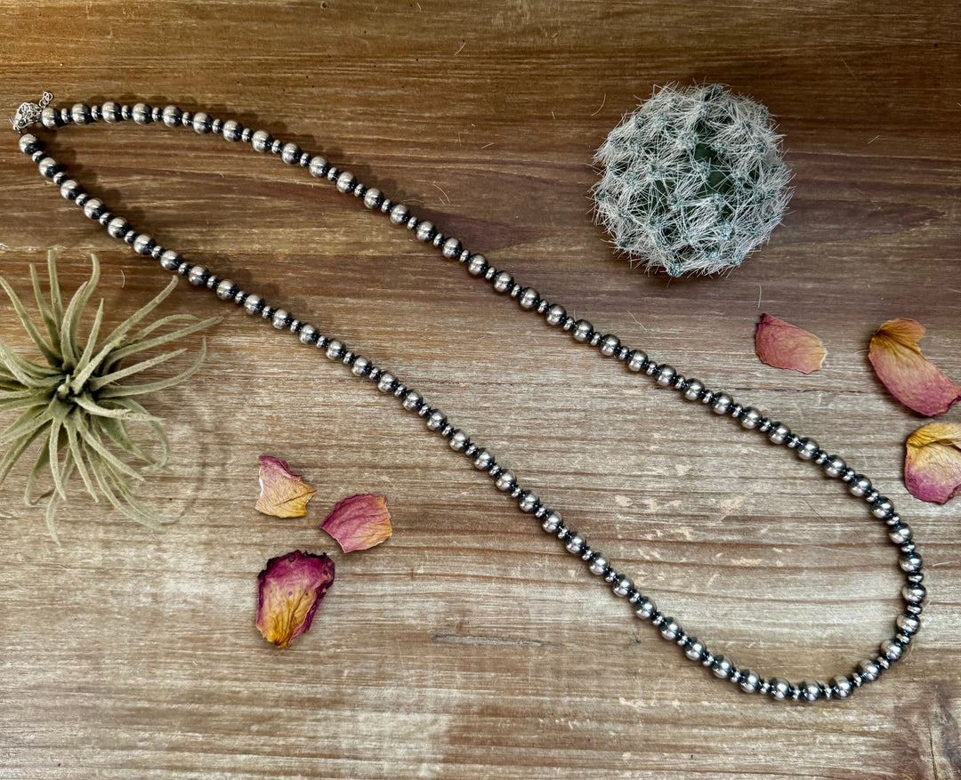 32 inch Necklace - 8 mm & 5 mm saucer Sterling Silver Pearls Necklaces Shopify Collective The Bijoux FAB Jewelry The Bijoux FAB Jewelry