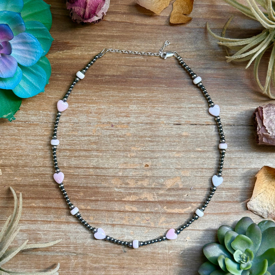 15” Pink Conch Heart Necklace – Sterling Silver Pearls Necklaces Shopify Collective The Bijoux FAB Jewelry The Bijoux FAB Jewelry