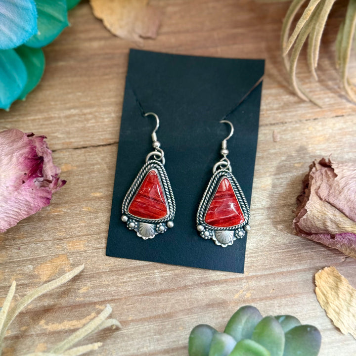 62 - Sterling Silver Red Spiny Oyster Dangle Earrings by Shay Pfeiffer Earrings Shopify Collective The Bijoux FAB Jewelry The Bijoux FAB Jewelry
