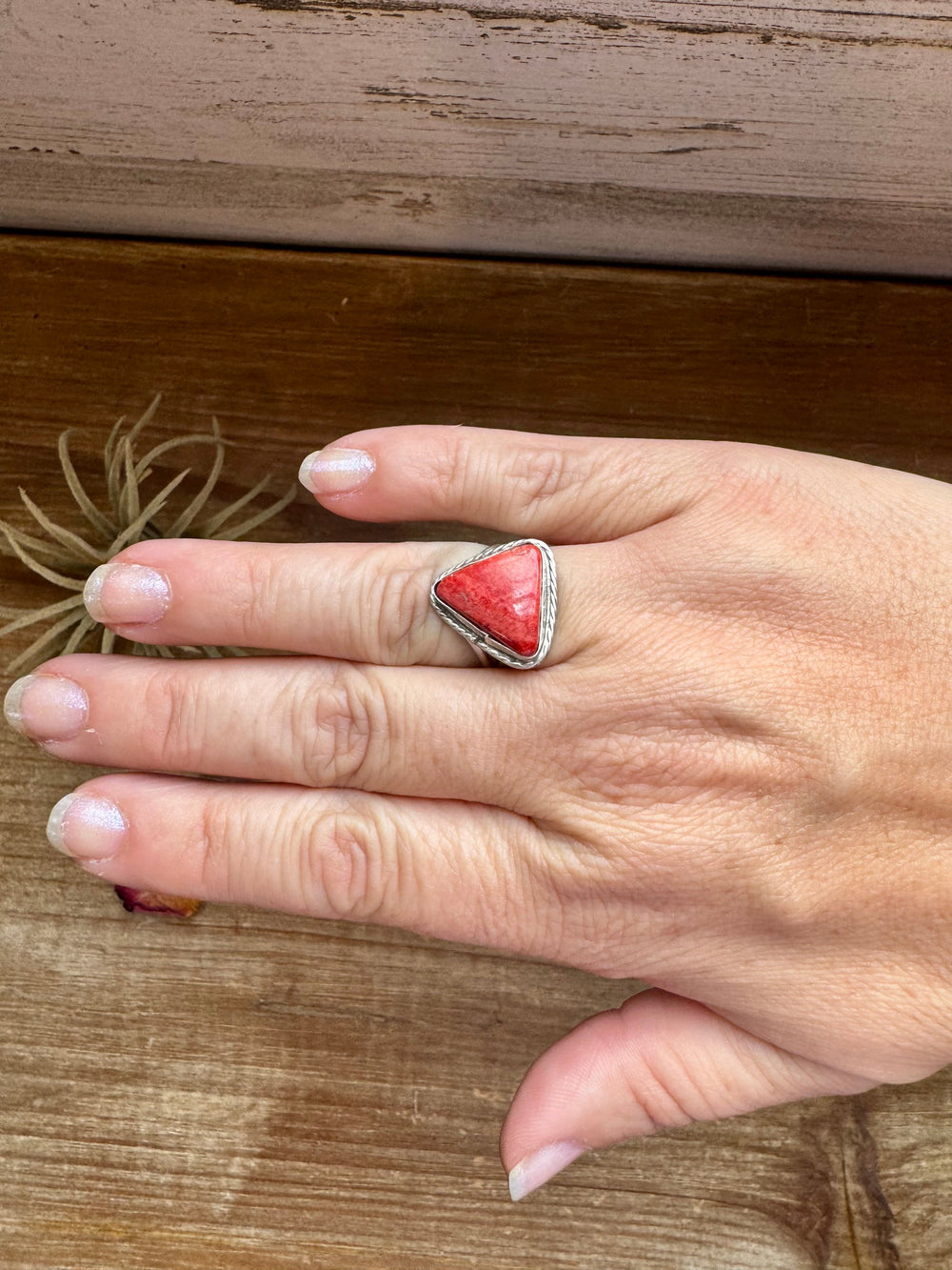 Ring - Size 8 -Red Spiny & Sterling Silver ring Shopify Collective The Bijoux FAB Jewelry The Bijoux FAB Jewelry