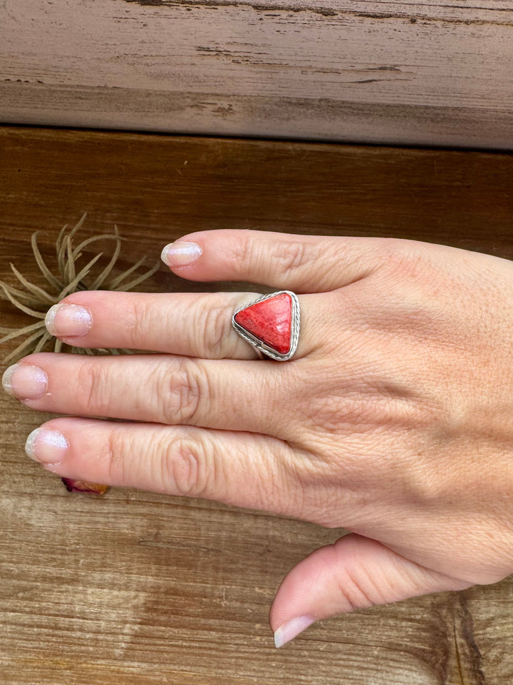 Ring - Size 8 -Red Spiny & Sterling Silver ring Shopify Collective The Bijoux FAB Jewelry The Bijoux FAB Jewelry