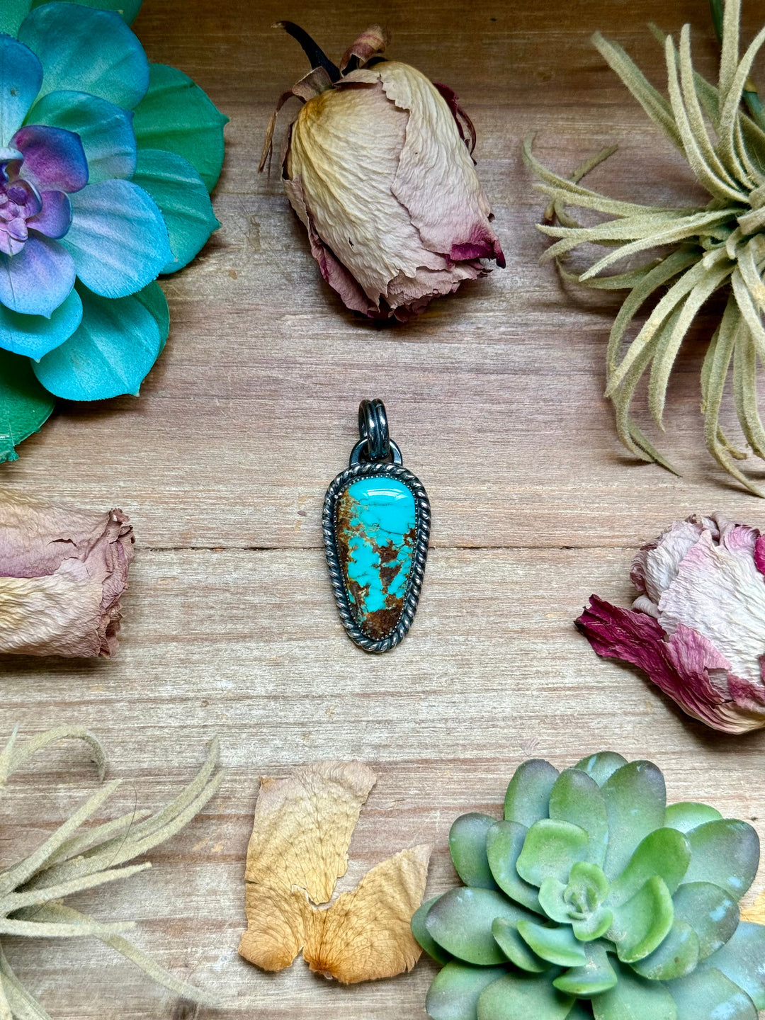 MJ Turquoise Sterling Silver Pendant – Triangle Shape Pendant Shopify Collective The Bijoux FAB Jewelry The Bijoux FAB Jewelry