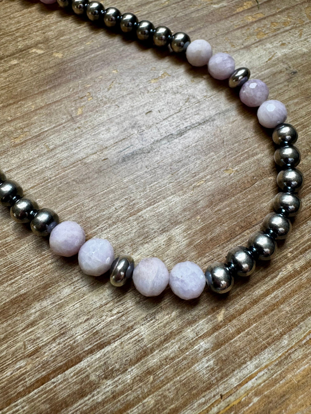 Faceted Kunzite & Sterling Silver Necklace – 8 mm Pearls – 20 Inch Necklaces Shopify Collective The Bijoux FAB Jewelry The Bijoux FAB Jewelry