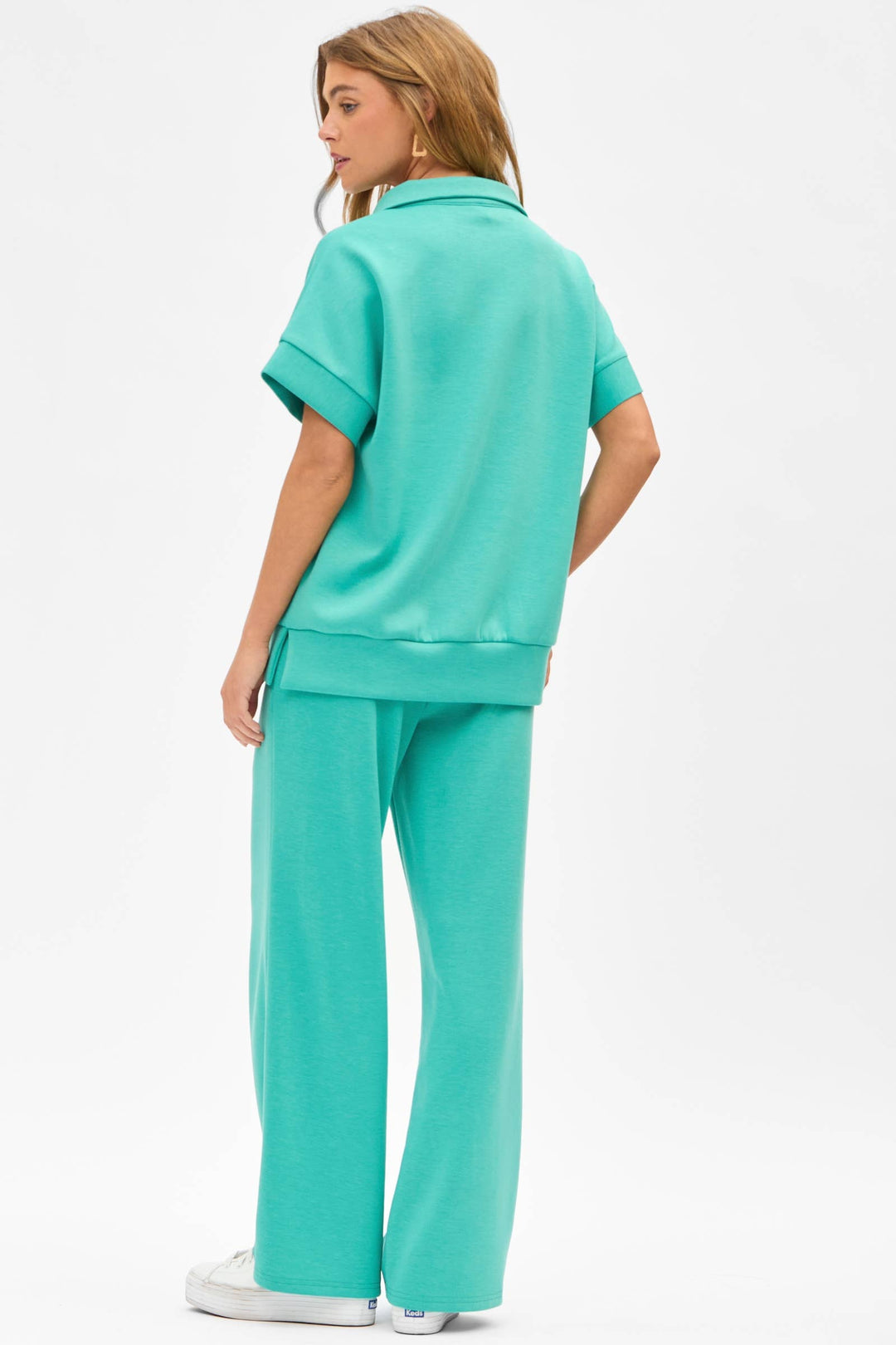Short Sleeve Quarter Zip + Pants Set: EMERALD Outfit Set 60% off Women's Dear Scarlett