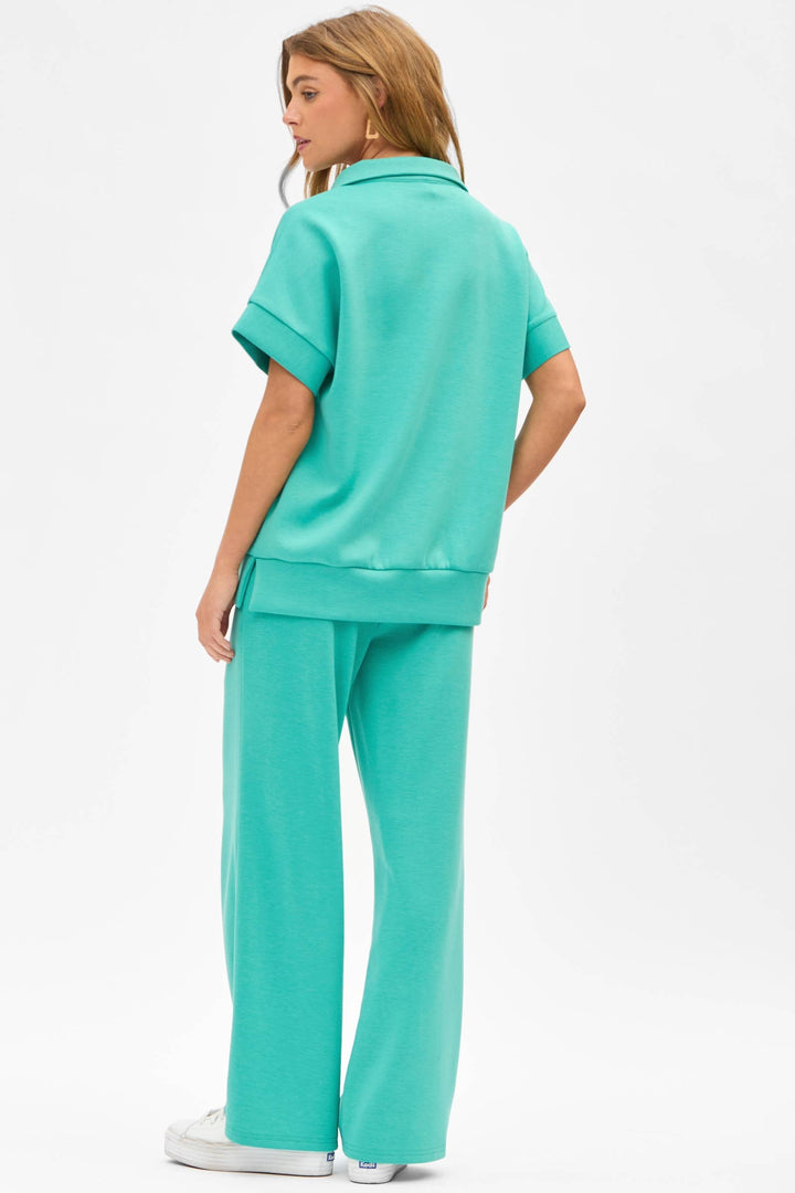Short Sleeve Quarter Zip + Pants Set: EMERALD Outfit Set 60% off Women's Dear Scarlett