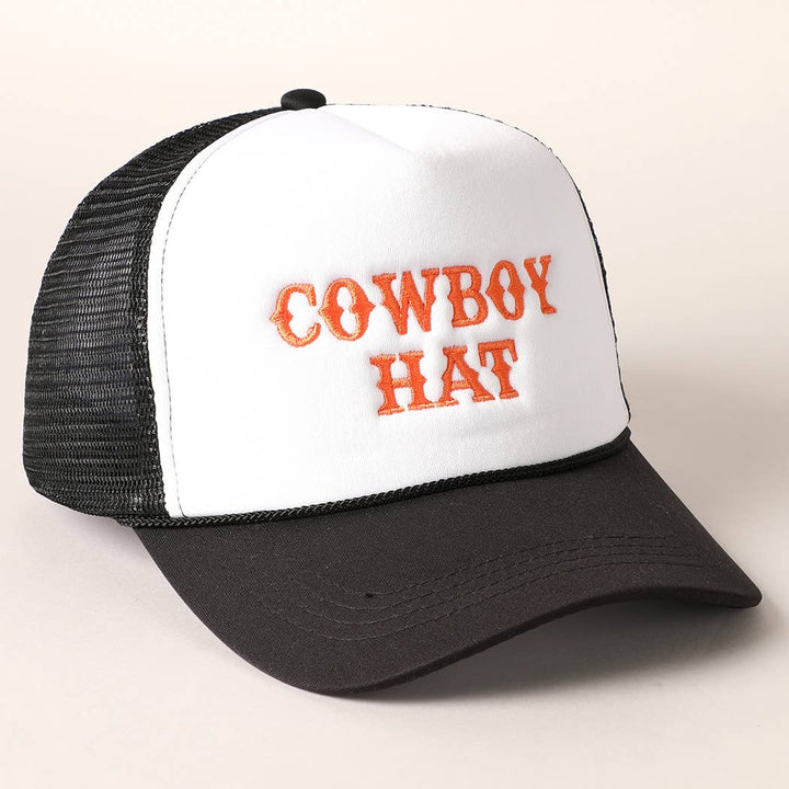 Cowboy Hat Embroidered Mesh Back Trucker Cap Cap Fashion City