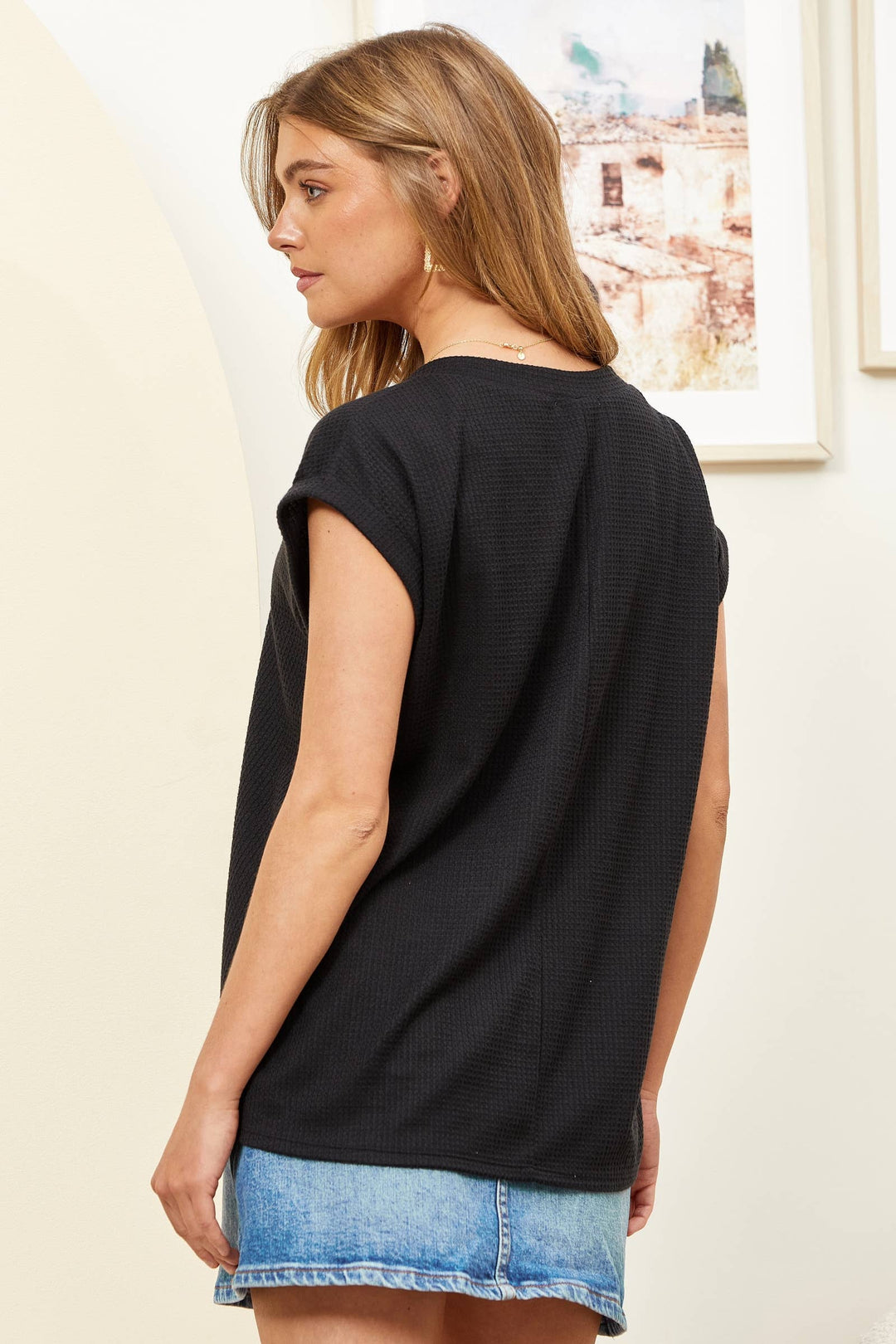 Thermal Two-Tone Top Black/Teal Shirt 20% off Women's Andrée by Unit