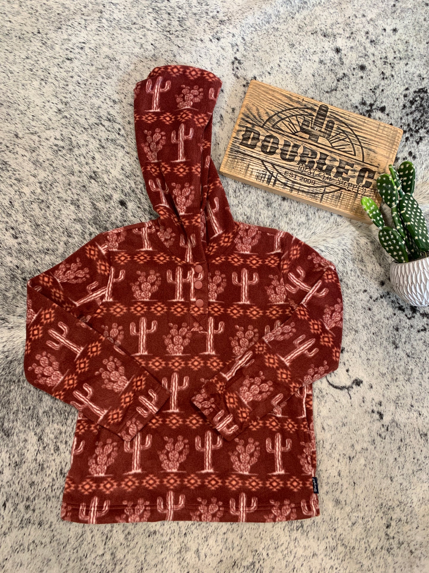 WRANGLER GIRLS HOODIE CACTUS BURGUNDY Shirts & Tops Wrangler