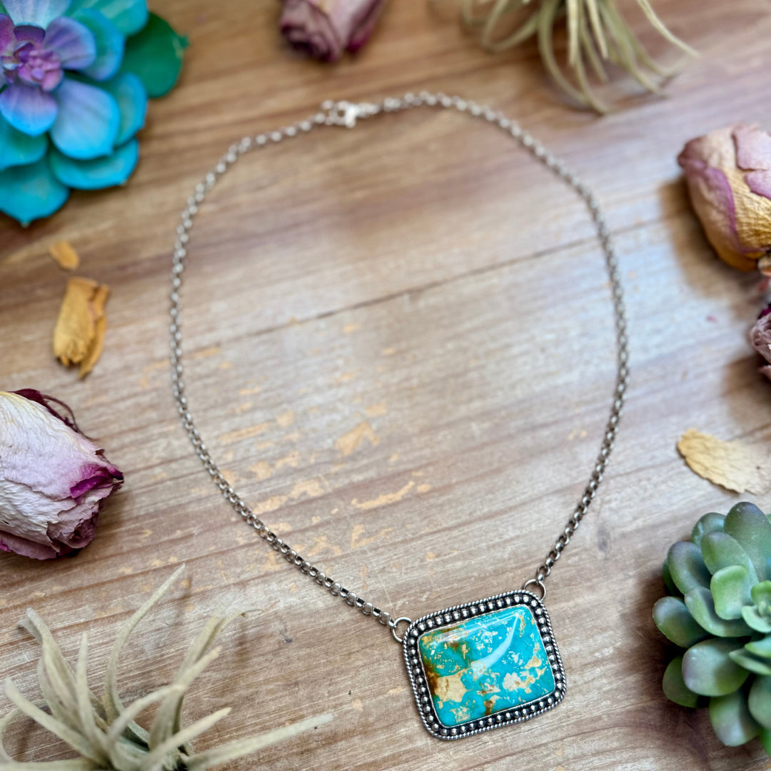 105 - Sterling Silver Pilot Mountain Turquoise Bar Necklace by Jason Ogg Necklaces Shopify Collective The Bijoux FAB Jewelry The Bijoux FAB Jewelry